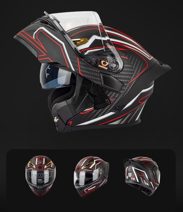 Casco de Moto Modular con Guantes y Protección Facial, Casco Abatible para Adultos con Doble Visera, Casco Homologado ECE para Hombres y Mujeres - Imagen 5
