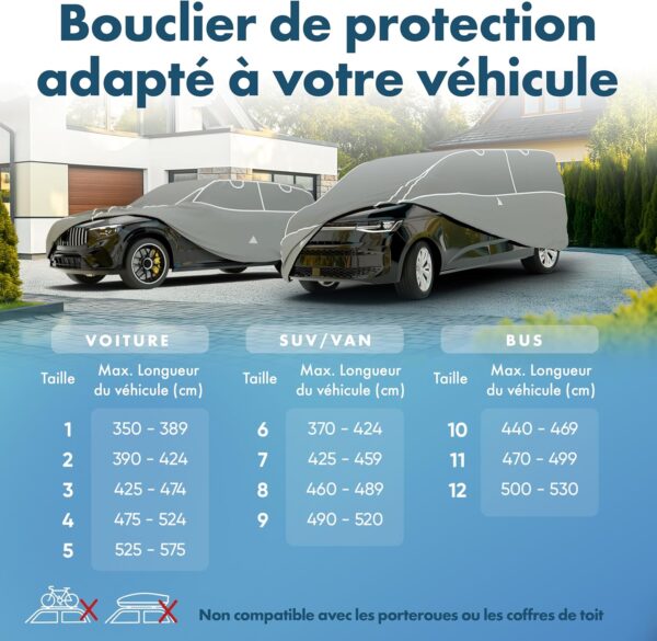 WALSER Premium Funda de Coche Antigranizo Hybrid UV Protect SUV – Calificación “Muy Buena”* Funda antigranizo impermeable y resistente a los rayos UV, certificada por TÜV Austria* Funda para SUV/VAN – Talla 8 - Imagen 6